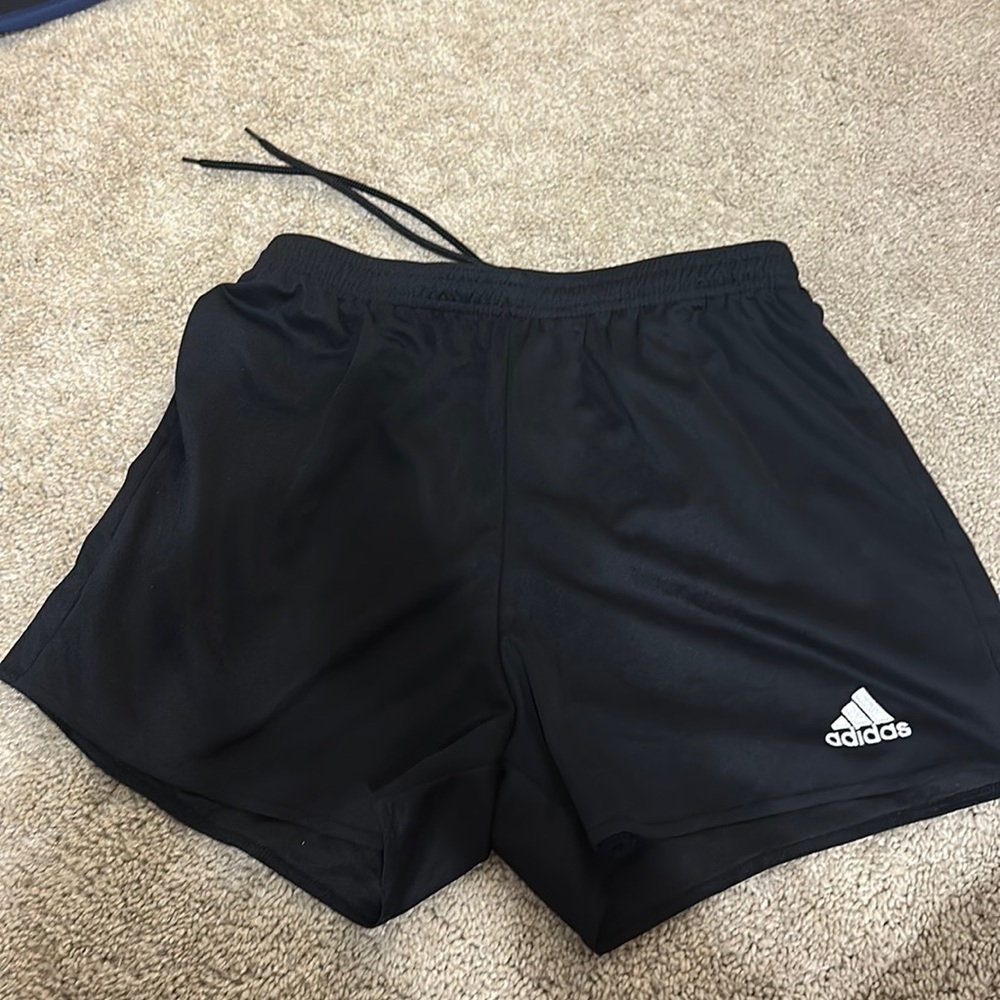 Black adidas soccer/running/workout shorts. Size small and fits comfy/stretchy.